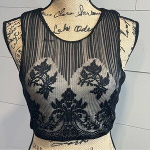Black Lace Crop Top Small - NWT